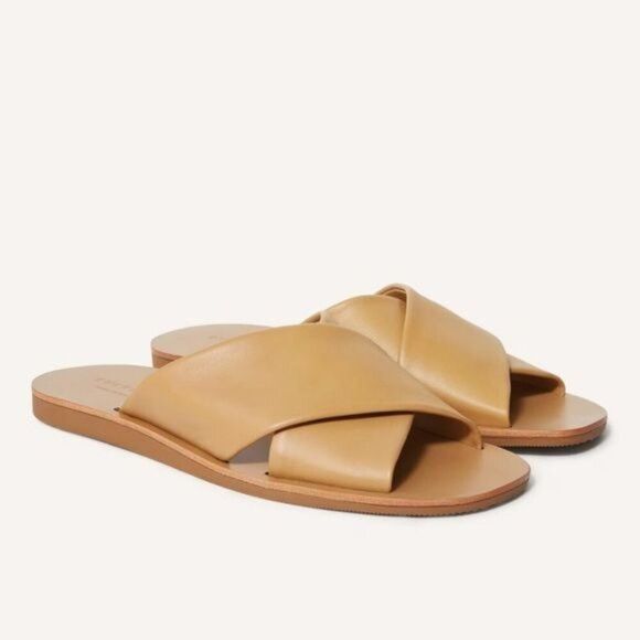 Everlane The Day Crossover Sandal Womens Sz 9.5 Light Taupe Leather Strappy - Picture 2 of 11